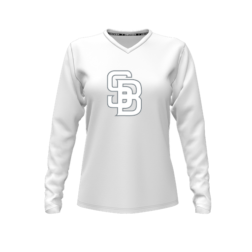 [FTLVCFWH-FYXS-LOGO2] Comfort T-Shirt (Female Youth XS, White, V Neck, Logo 2, Long Sleeve)