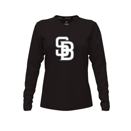 [FTLVCFBK-FYXS-LOGO2] Comfort T-Shirt (Female Youth XS, Black, V Neck, Logo 2, Long Sleeve)