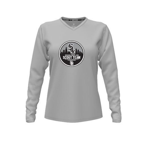 [FTLVCFGY-FYXS-LOGO3] Comfort T-Shirt (Female Youth XS, Gray, V Neck, Logo 3, Long Sleeve)
