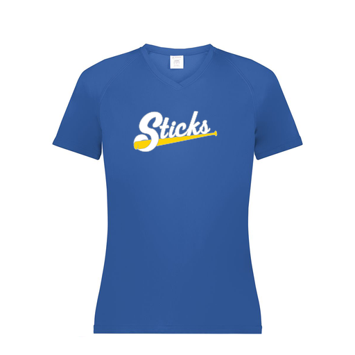 [2792.060.XS-LOGO1] Ladies Smooth Sport V-Neck T-Shirt (Female Adult XS, Royal, Logo 1)