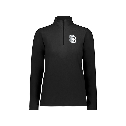 [6864.080.XS-LOGO2] Ladies MicroFleece 1/4 Zip Pullover (Female Adult XS, Black, Logo 2)