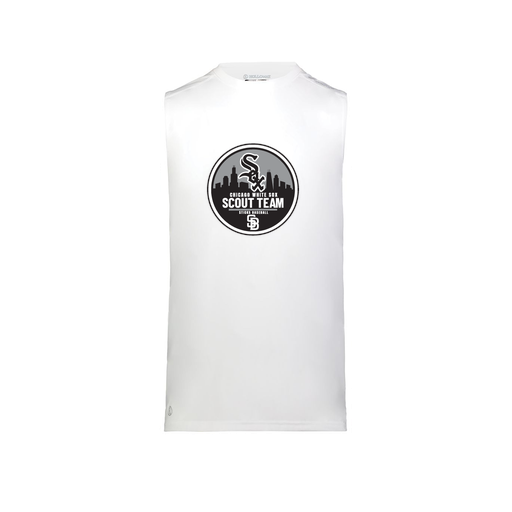 [222593.005.S-LOGO3] Men's CoolDry TankTop (Adult S, White, Logo 3)