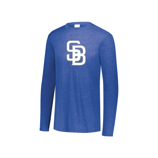 [FTLCUBRY-YS-LOGO2] Decker Youth Tri-Blend T-Shirt - Long Sleeve (Youth S, Royal, Logo 2)