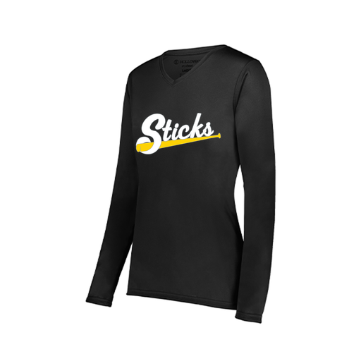 [222824.080.S-LOGO1] Ladies LS Smooth Sport Shirt (Female Adult S, Black, Logo 1)