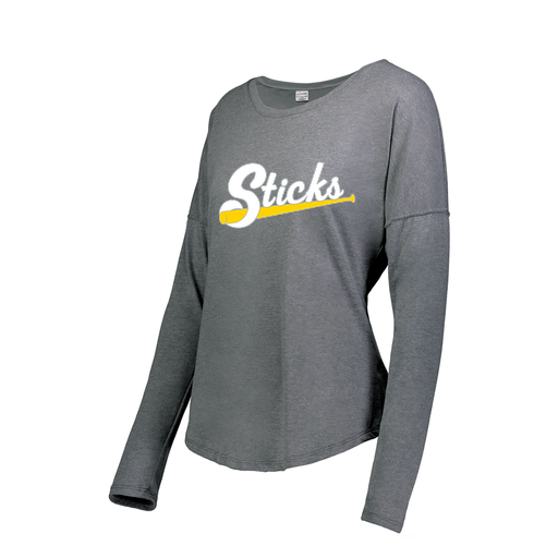 [3077.013.S-LOGO1] Ladies LS Ultra-blend T-Shirt (Female Adult S, Gray, Logo 1)
