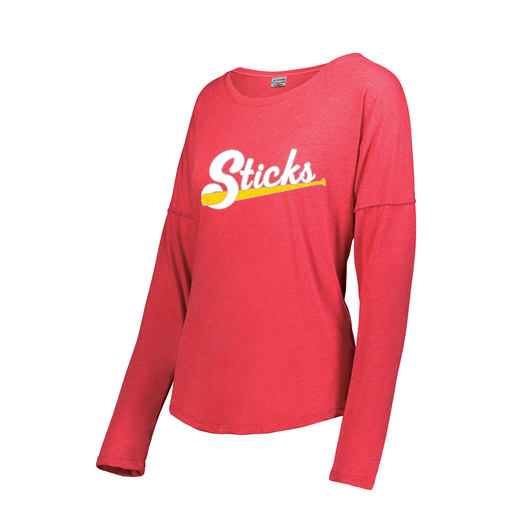 [FTLCUBRD-FAS-LOGO1] Decker Women's Tri-Blend T-Shirt - Long Sleeve (Female Adult S, Red, Logo 1)